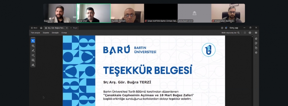 AÇACAM Müdür Yardımcısı Arş. Gör. Buğra Terzi 18 Mart Zaferi'nin 111. Yıldönümü Sebebiyle Bartın Üniversitesi Tarih Bölümü Öğrencilerine Konferans