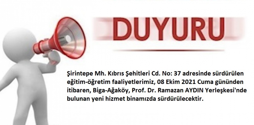 Biga Meslek Yüksekokulu Binasının Taşınması