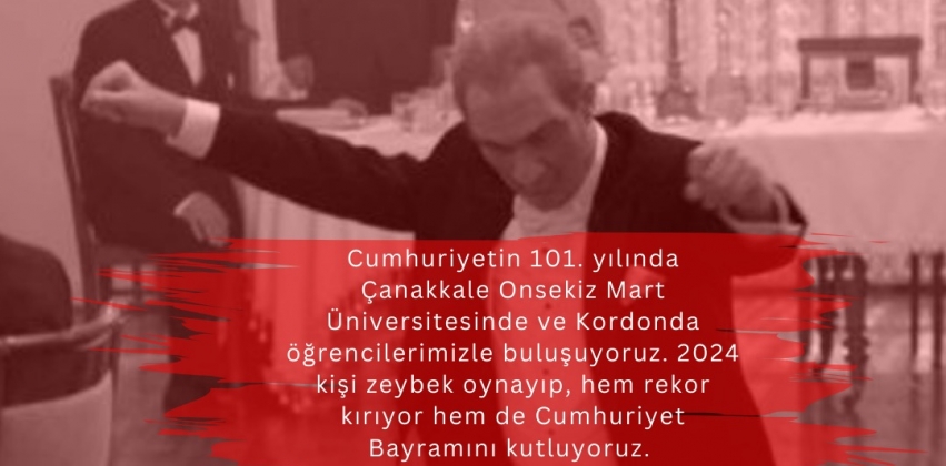 29 Ekim Cumhuriyet Bayramı etkinlikleri kapsamında Üniversitemiz Spor Dostu Kampüsü Terzioğlu Yerleşkesinde ve kordonda 2024 kişilik Zeybek oynama rek