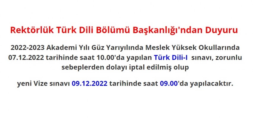 !!!! ÖNEMLİ DUYURU !!!! - Türk Dili Vize İptali ve Tekrarı