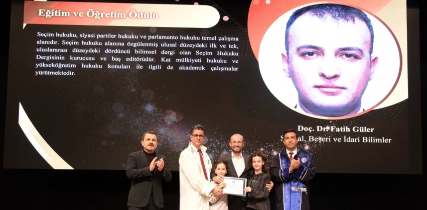 Öğretim Üyemiz Doç. Dr. Fatih GÜLER Ödül Aldı
