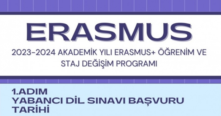 ERASMUS 2023-2024 Akademik Yılı Erasmus + Öğrenim ve Staj Değişim Programı