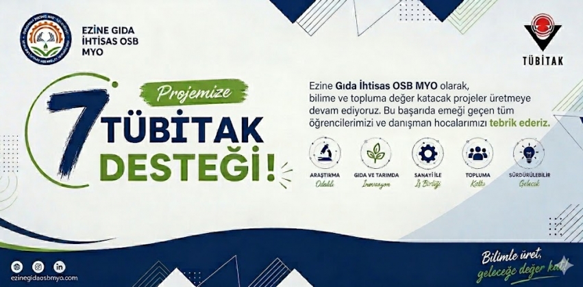 TÜBİTAK Üniversite Öğrencileri Araştırma Projeleri Kapsamında 7 Proje Desteği