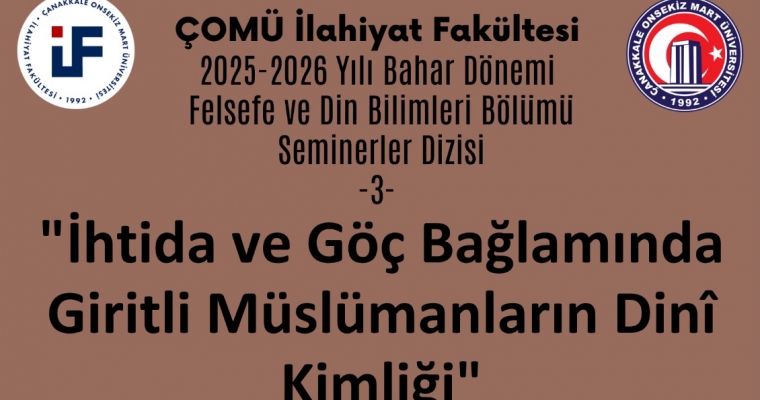Felsefe ve Din Bilimleri Bölümü Seminerler Dizisi - 3