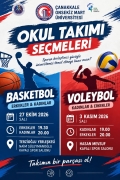ÇOMÜ Okul Takımları Seçmeleri Gerçekleştirilecek