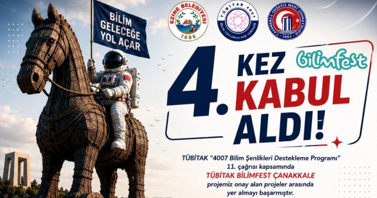 Yürütücülüğünü Doç. Dr. Hicran Özlem Ilgın'ın üstlendiği TÜBİTAK Bilimfest Çanakkale projesi TÜBİTAK “4007 Bilim Şenlikleri Destekleme Programı” k