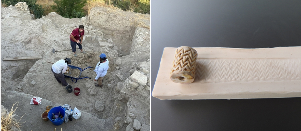 A 3,900-year-old cylinder seal and a lead sling stone approximately 3,400 years old were found during an excavation in Çanakkale