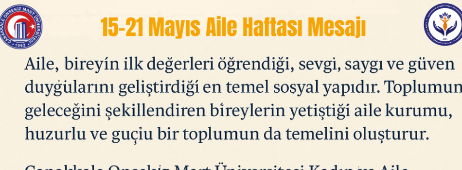 15-21 Mayıs Aile Haftası
