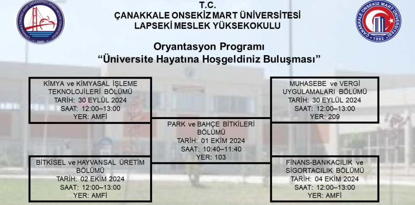 2024–2025 AKADEMİK YILI ÖĞRENCİ ORYANTASYON ve TANIŞMA PROGRAMI 