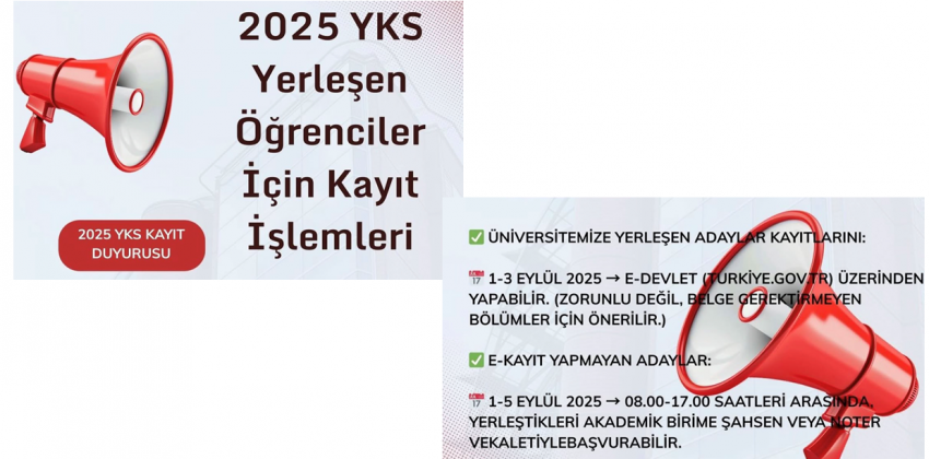 2025 YKS SONUÇLARINA GÖRE YERLEŞEN ÖĞRENCİLER İÇİN KAYIT İŞLEMLERİ