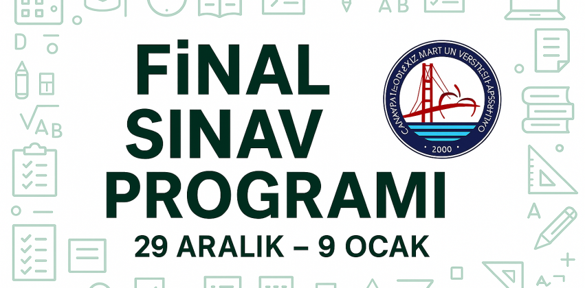 2025-2026 Eğitim-Öğretim Yılı Güz Yarıyılı Final Sınav Programı