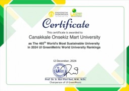 Çanakkale Onsekiz Mart Üniversitesi’ne UI GreenMetric Dünya Üniversiteleri Sıralamasında Büyük Onur