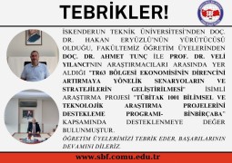 Fakültemiz Öğretim Üyelerinden TÜBİTAK 1001 Projesi Başarısı