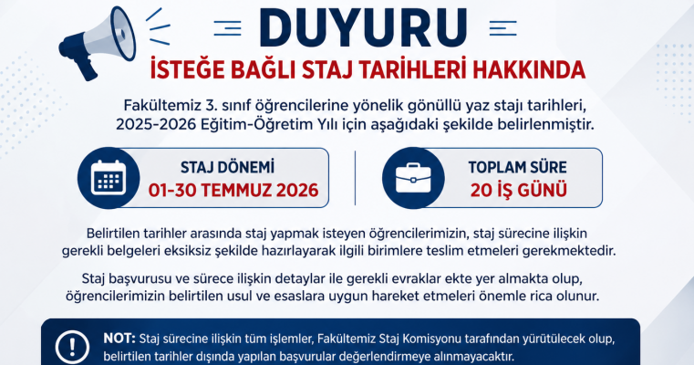 İsteğe Bağlı Staj İş Akış Şeması
