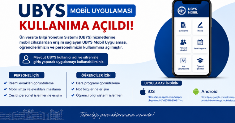 UBYS Mobil Uygulaması Kullanıma Açıldı