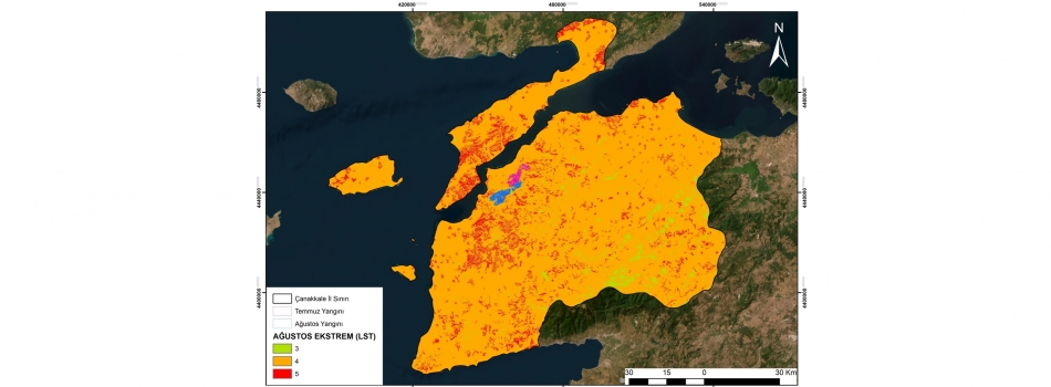 Çanakkale İli  Orman Yangını Risk Haritası - Ağustos