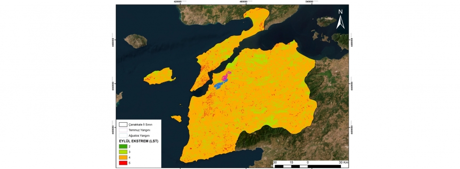 Çanakkale İli  Orman Yangını Risk Haritası - Eylül