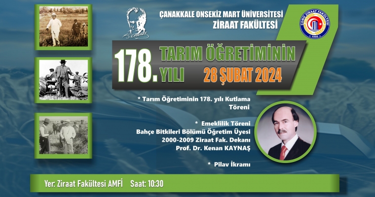 Tarım Öğretiminin 178. yılı Kutlama Töreni ve  Emeklilik Töreni - Prof. Dr. Kenan KAYNAŞ