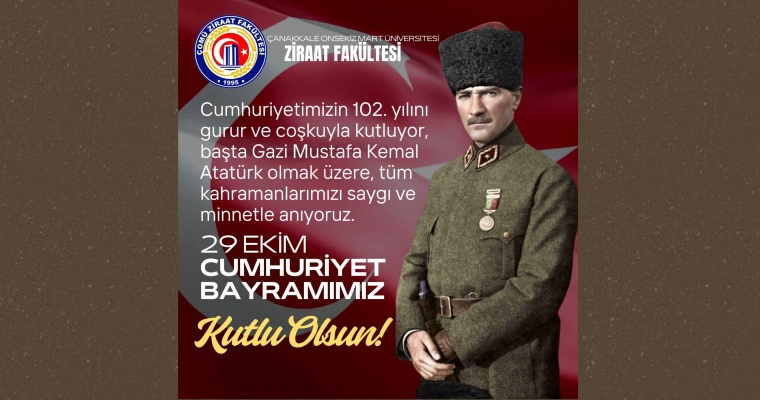 Cumhuriyetimizin 102. yılını gurur ve coşkuyla kutluyor, başta Gazi Mustafa Kemal Atatürk olmak üzere, tüm kahramanlarımızı saygı ve minnetle anıyoruz
