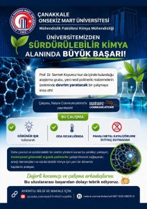 Üniversitemizden Sürdürülebilir Kimya Alanında Büyük Başarı