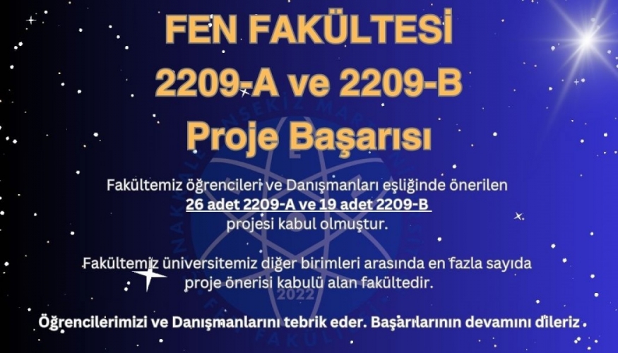 Fen Fakültesi 2209-A ve 2209-B proje Başarısı