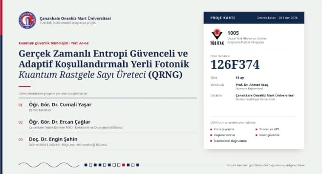 ÇOMÜ Akademisyenleri TÜBİTAK Destekli Yerli Kuantum Rastgele Sayı Üretici Projesinde